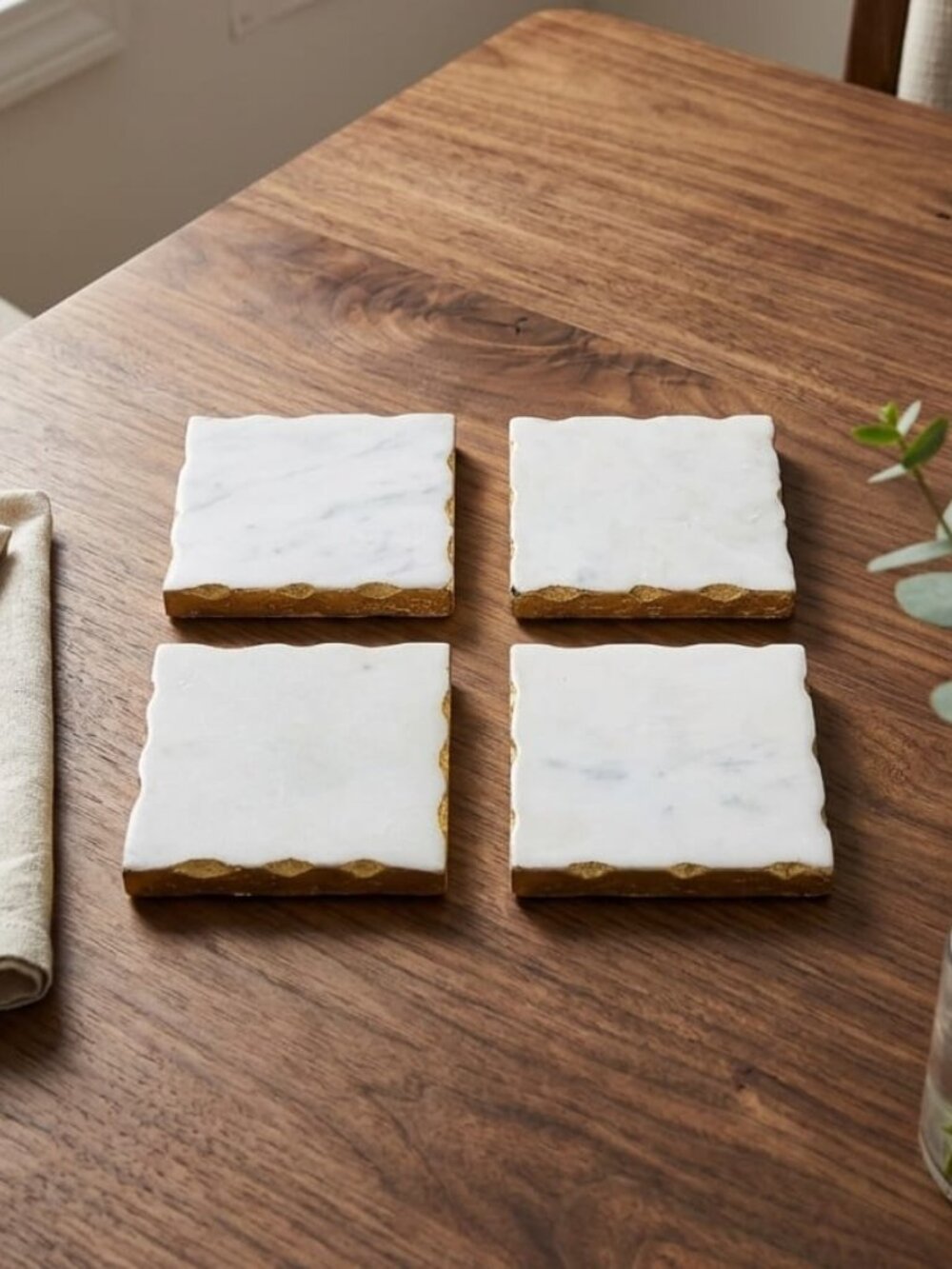Marble Square Coasters with Gold Edging (set of 4) - Picture 3 of 3